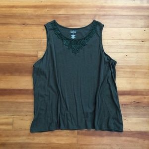 Croft & Borrow Lacey Olive Tank Size 2X